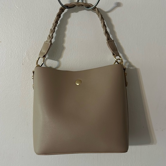 None Handbags - Taupe Crossbody Purse with Braided Strap